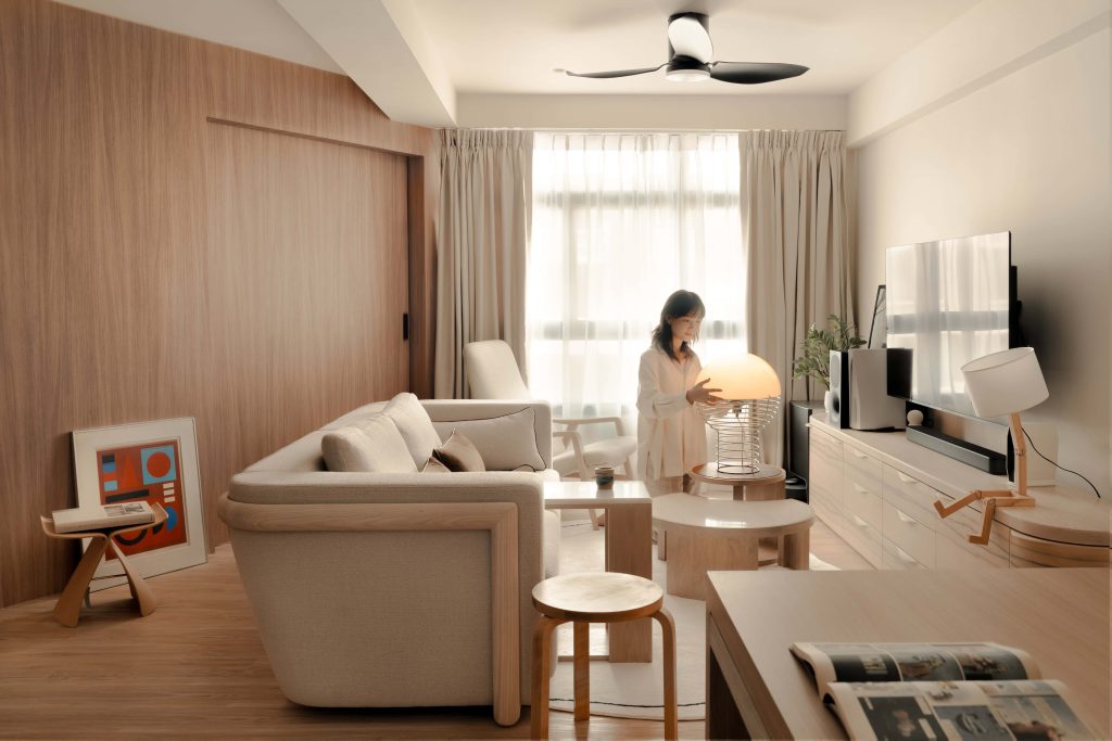 Japandi HDB interior by MET Interior showing the warm palette suited to an executive maisonette renovation in Singapore